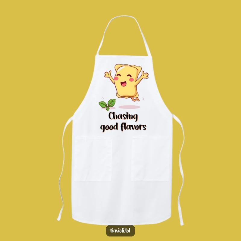 Funny Ravioli Chasing Basil Apron - Kitchen Fun for Chefs