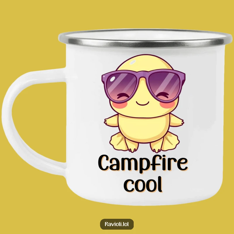 Funny Cool Ravioli Sunglasses Camping Mug - Winking Outdoor Style