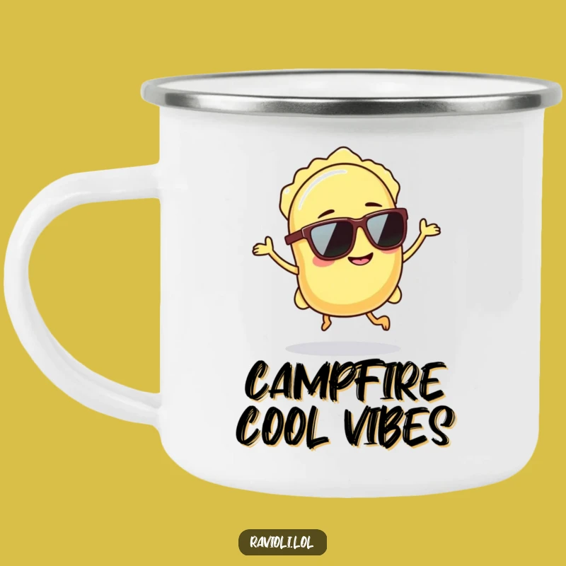 Funny Ravioli Sunglasses Hop Camping Mug - Adventure Ready Pasta