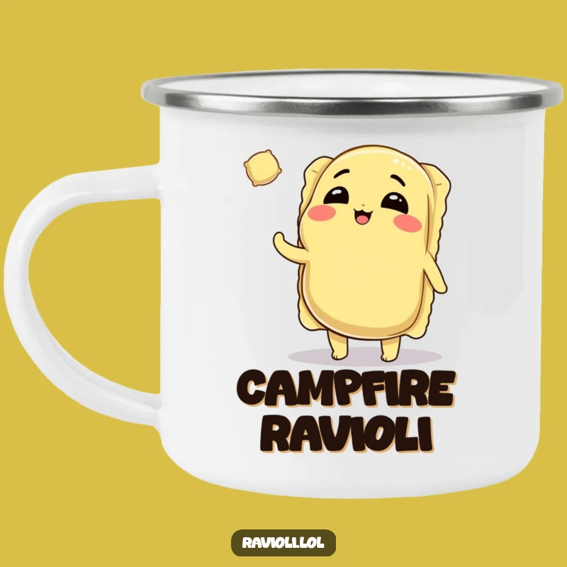 Funny Ravioli Camping Mug: Pasta Lover's Adventure Drinkware