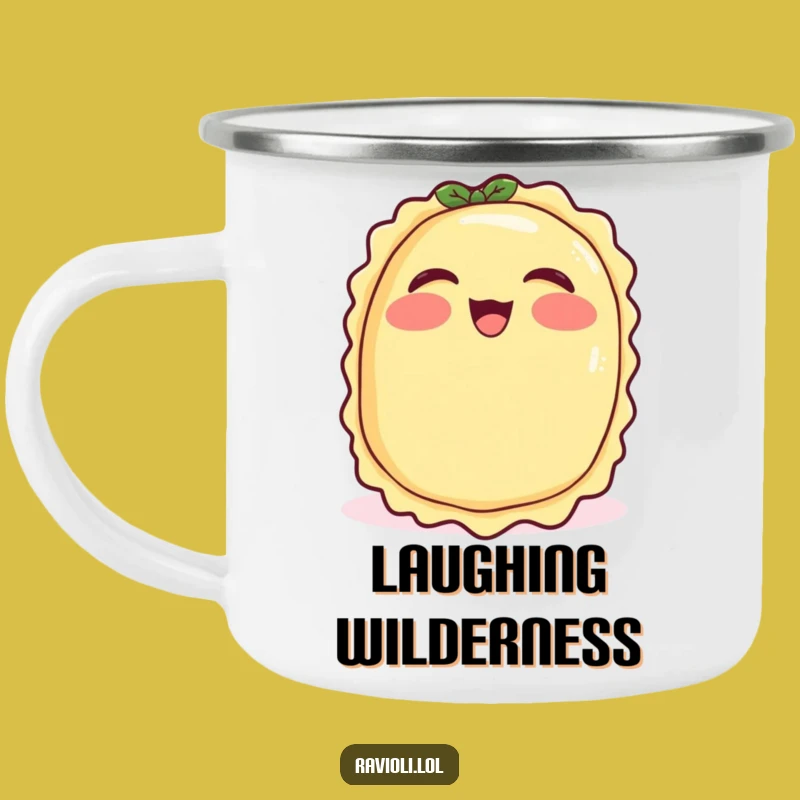 Funny Giggling Ravioli Camping Mug: Durable Italian Pasta for Cheerful Adventures