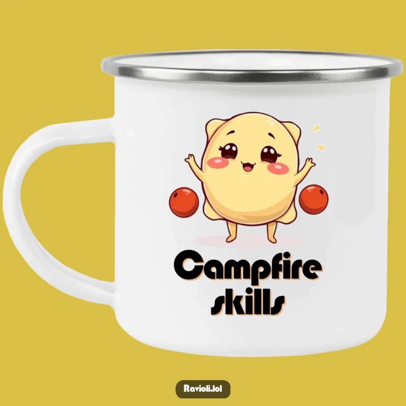 Funny Juggling Ravioli Camping Mug: Adventure Fuel with This Hilarious & Funny Gift
