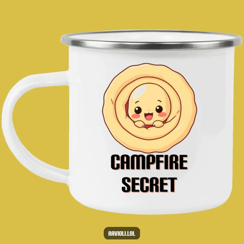 Funny Ravioli Dough Swirl Camping Mug: Playful Outdoor Companion Gift