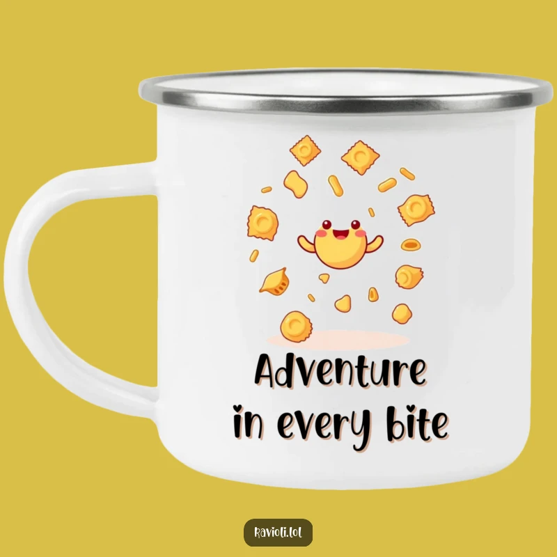 Funny Ravioli Juggling Camping Mug - Hilarious Outdoor Coffee Companion