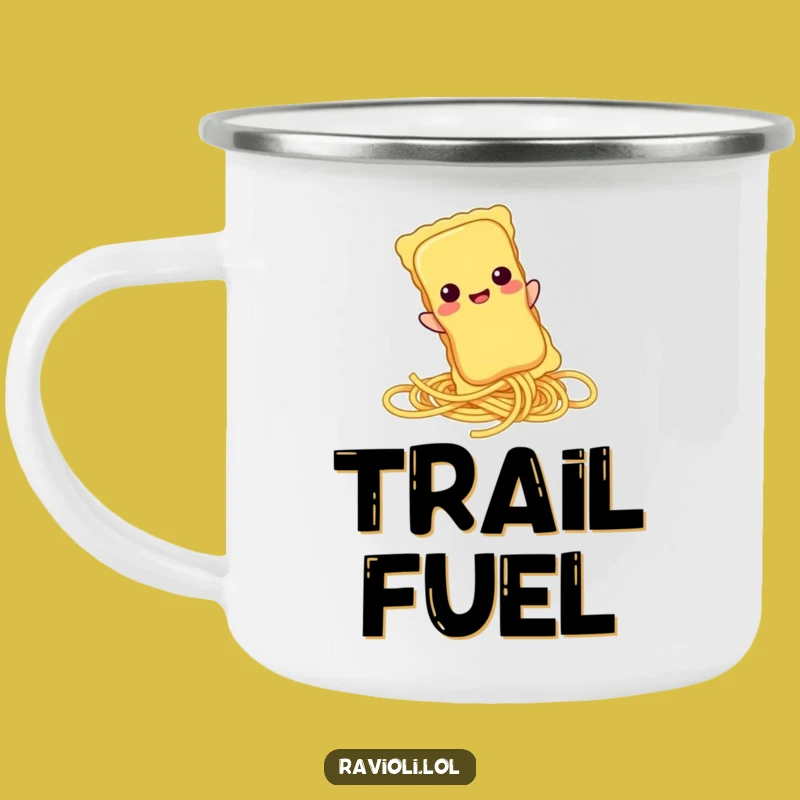 Funny Ravioli Spaghetti Slide Camping Mug - Adventure Pasta Humor