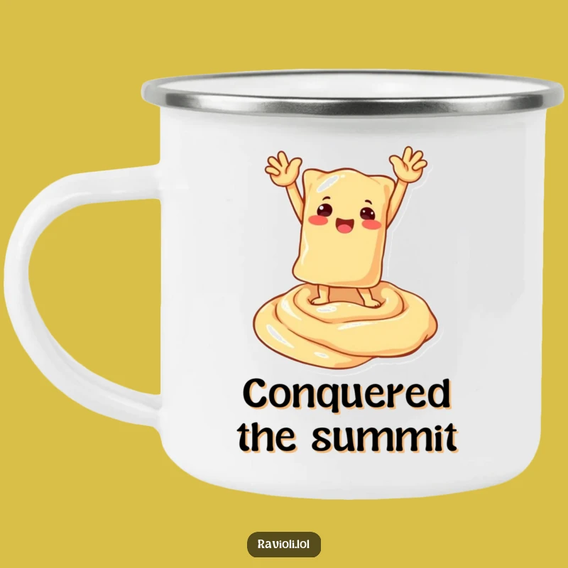 Funny Ravioli Victory Swirl Camping Mug - Outdoor Celebration Gear