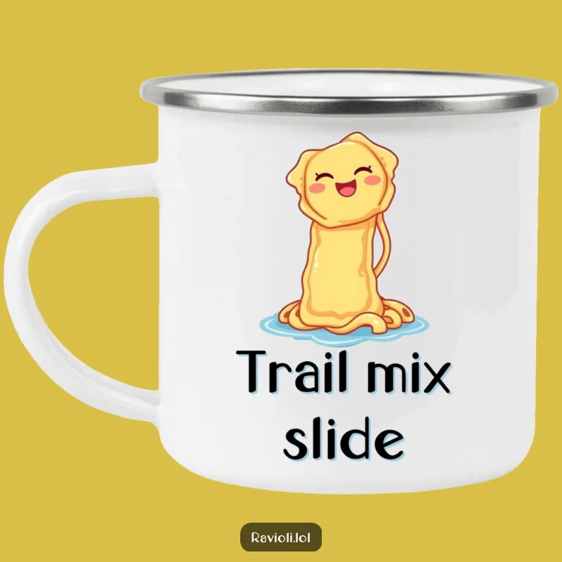 Funny Ravioli Waterslide Camping Mug: Your Adventure Companion with Pasta Glee
