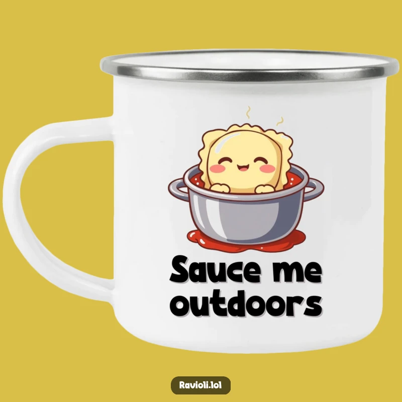 Funny Ravioli Campfire Mug - Hilarious Silly Face Outdoor Gift