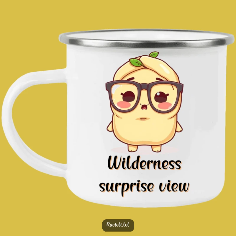 Funny Ravioli Glasses Camping Mug: Durable Delight, Hilarious Outdoor Gift