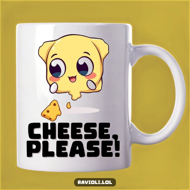 Funny Ravioli Cheese Catcher Mug - Wide-Eyed Pasta Lover Gift
