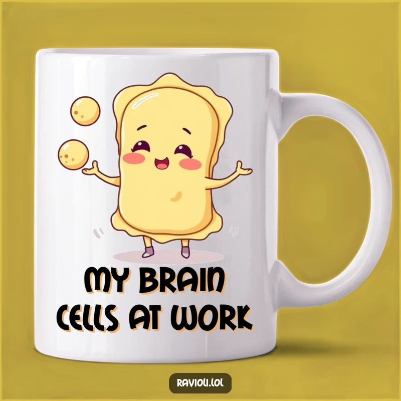 Funny Ravioli Juggling Cheese Balls Mug - Perfect Humorous Gift for Pasta Lovers!