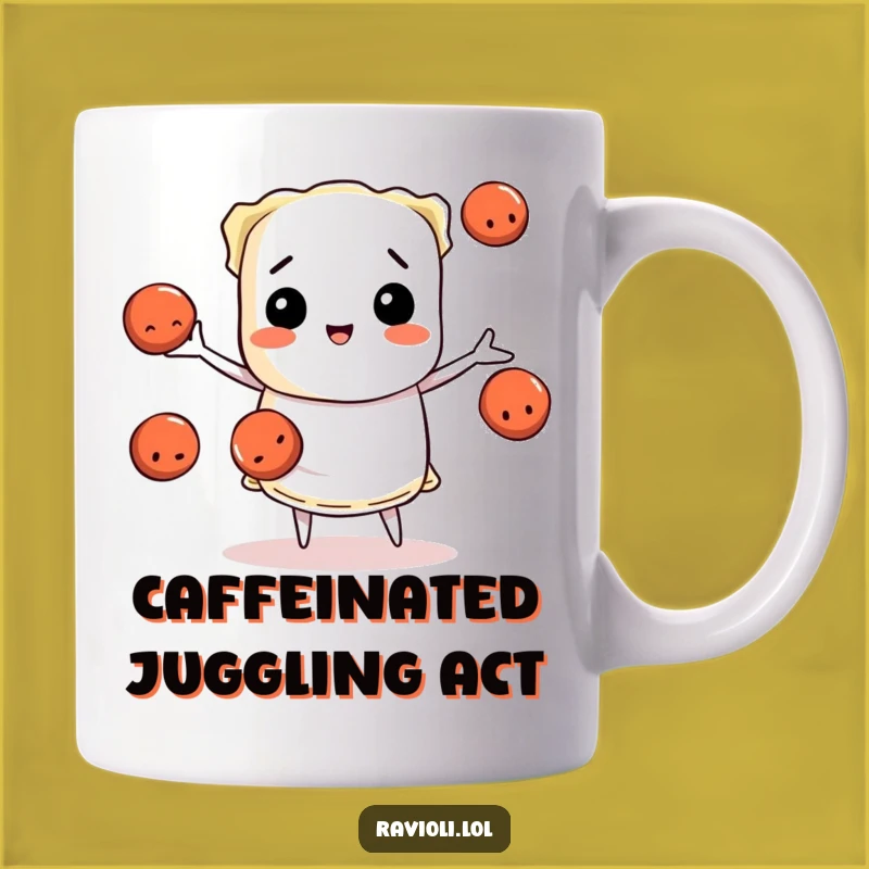 Funny Ravioli Juggling Meatballs Mug: Hilarious Pasta Chef Gift for Kitchen Fun