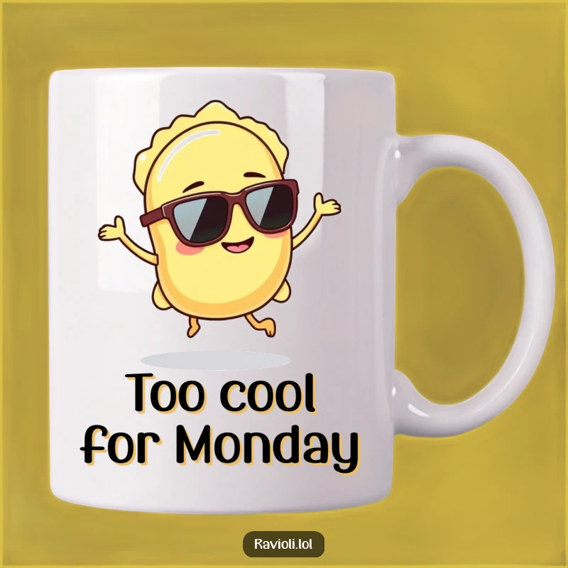 Funny Ravioli Sunglasses Hop Mug - A Cool and Confident Pasta Gift