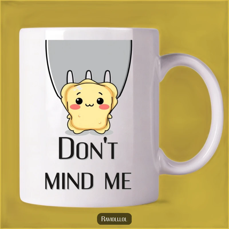 Funny Shy Ravioli Mug: Adorable Italian Pasta Character Peeking, Perfect Humorous Gift