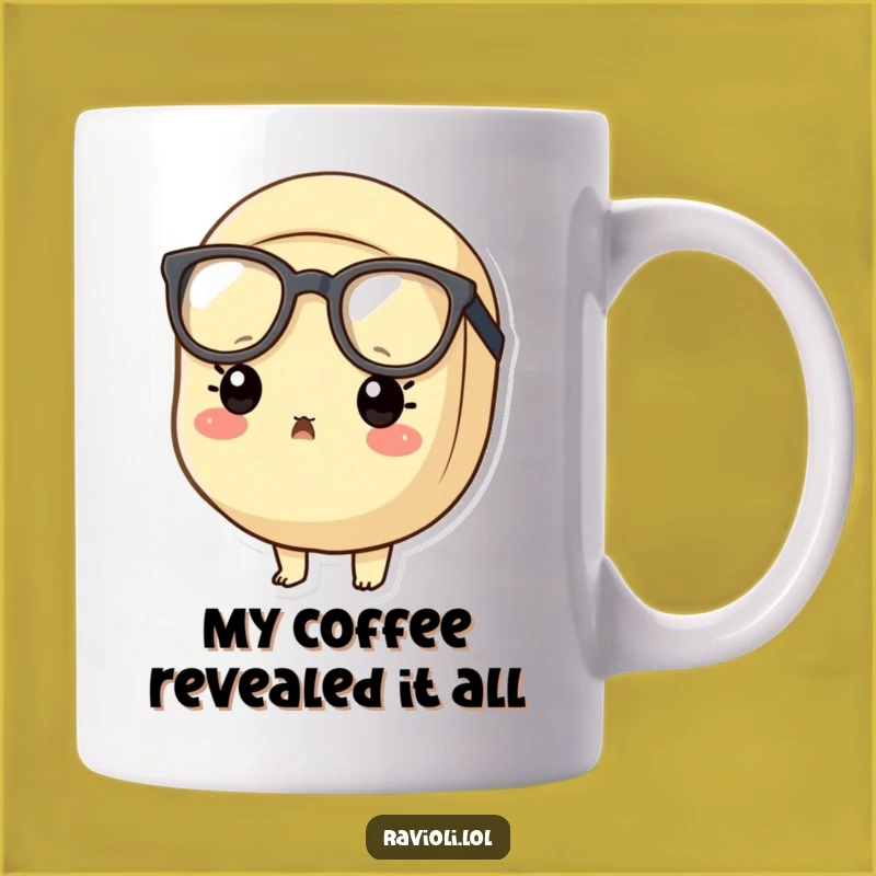 Funny Surprised Ravioli Mug - Big Glasses Pasta Pal Funny Gift!