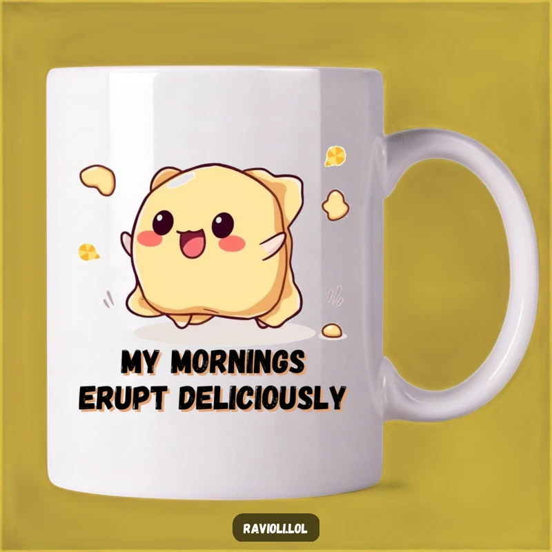 Funny Tripping Ravioli Mug - Pasta Spill Surprise Funny Gift!