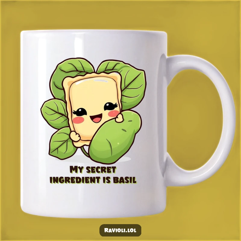 Funny Ravioli Basil Peek Funny Mug - Perfect Italian Foodie Gift