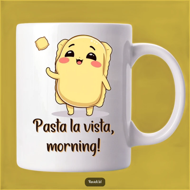 Funny Ravioli Mug: Winking Character Perfect for Pasta Lovers