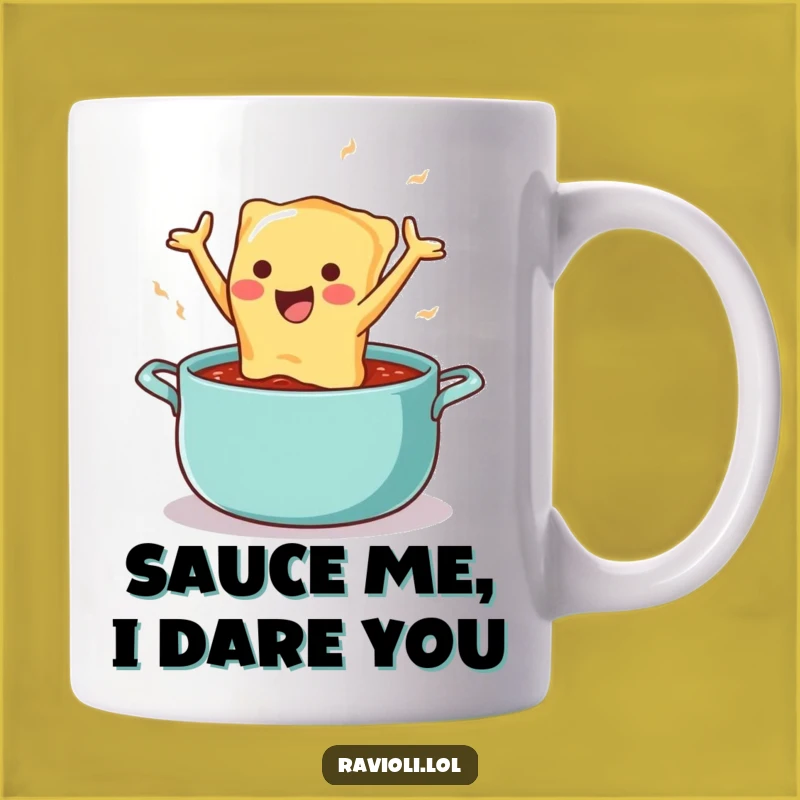 Funny Ravioli Sauce Leap Mug - Hilarious Italian Foodie Gift for Pasta Lovers