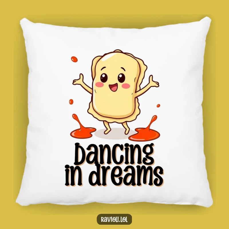 Funny Happy Ravioli Dance Pillow - Cozy Cushion for Pasta Fun