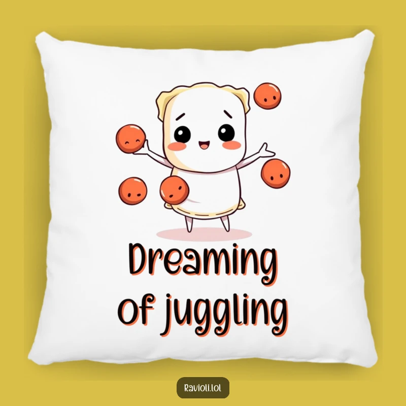 Cozy Funny Ravioli Pillow: Hilarious Juggling Meatballs, Comfort Gift