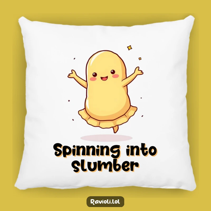 Funny Dancing Ravioli Pillow: Pasta's Twirl of Joy, Cozy Funny Gift for Comfort