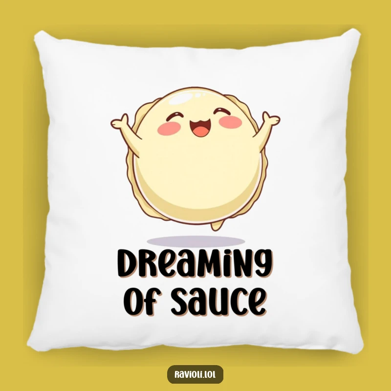 Funny Happy Ravioli Pillow: Cozy Joyful Pasta Accent Pillow