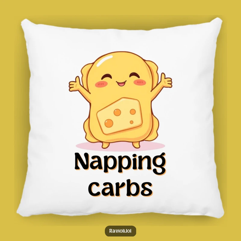 Funny Ravioli Hugging Cheese Pillow: Comfy Cartoon Accent Gift
