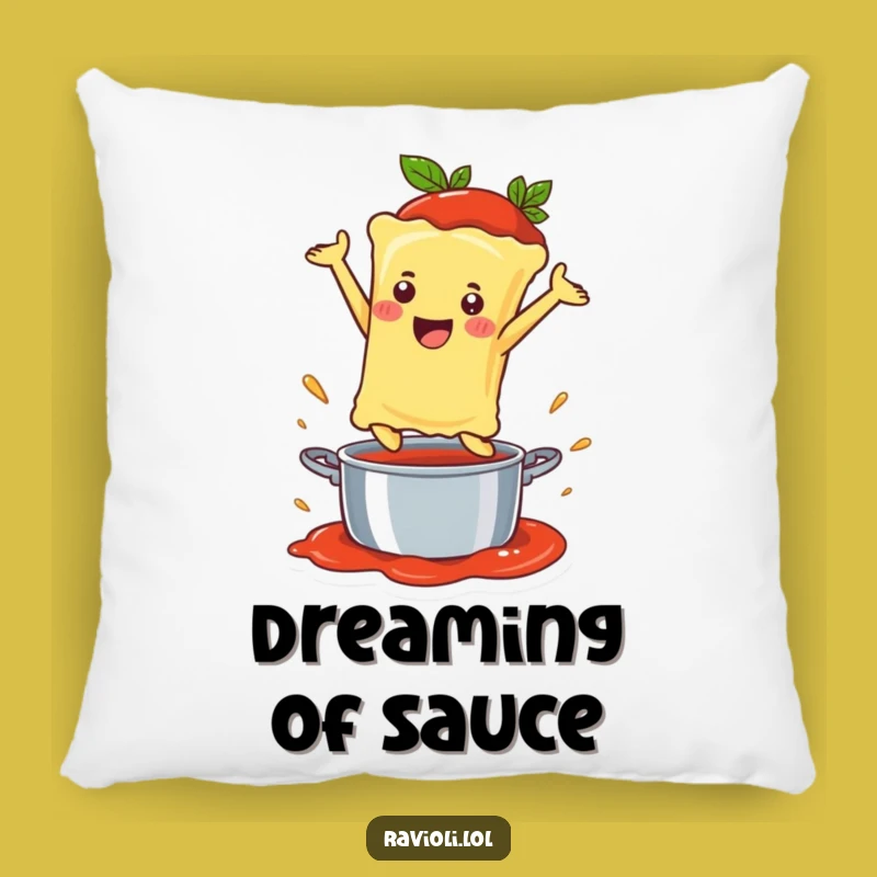 Funny Ravioli Sauce Leap Pillow: Cozy Noodle Dive Cushion, Perfect Gift