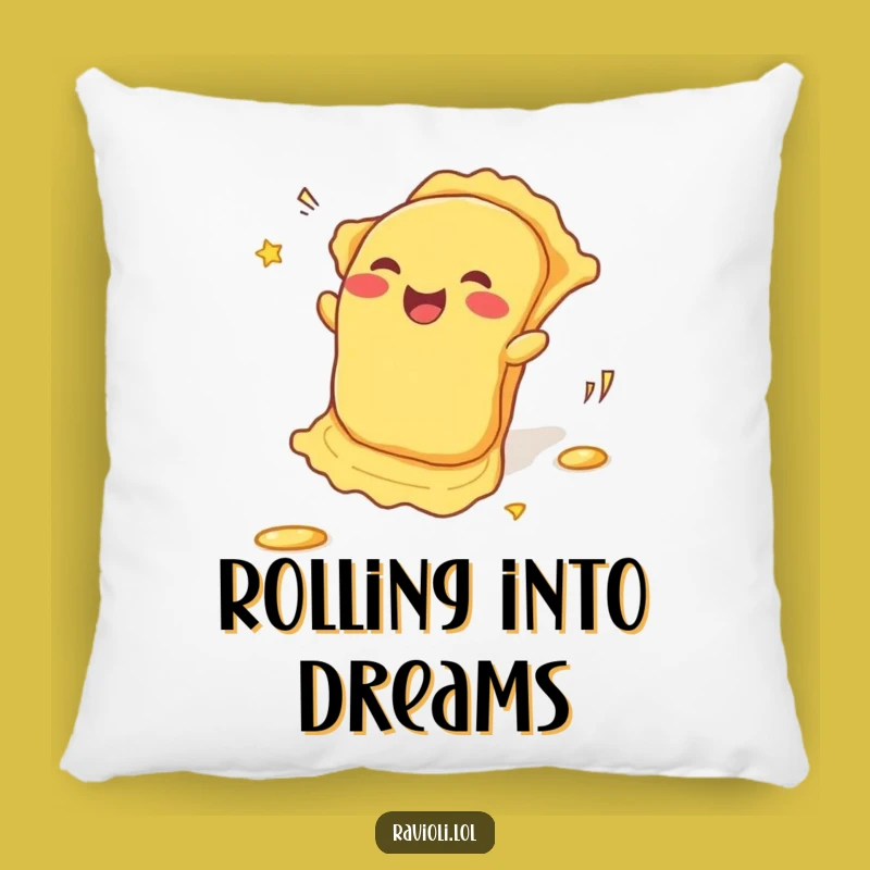 Funny Rolling Ravioli Pillow: Pasta's Joyful Descent, Cozy Funny Gift for Comfort
