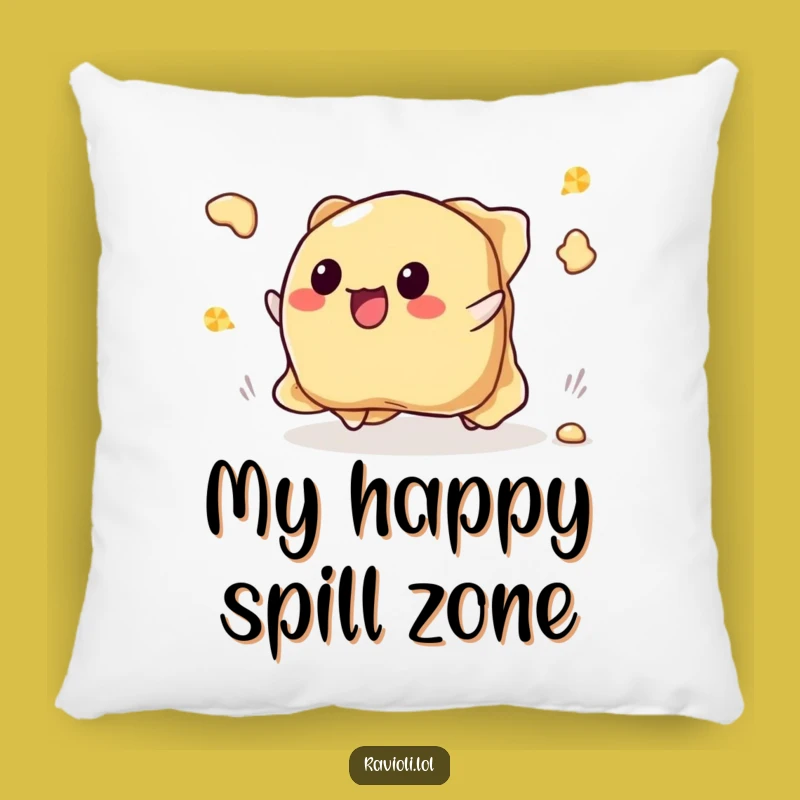 Funny Tripping Ravioli Pillow - Cozy Pasta Mishap Accent!