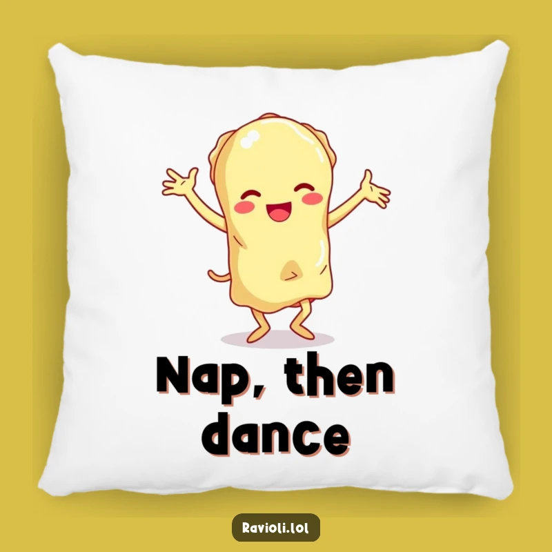 Funny Dancing Ravioli Pillow - Cozy Clumsy Pasta Character Gift