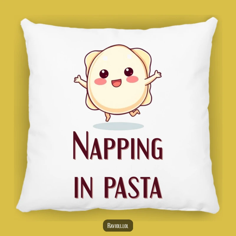 Funny Skipping Ravioli Pillow: Cozy Up with Carbs & Cheer