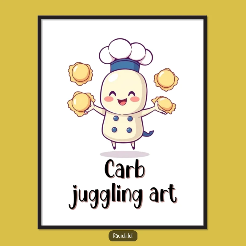 Funny Ravioli Chef Digital Art: Juggling Pasta Joy - Instant Funny Gift