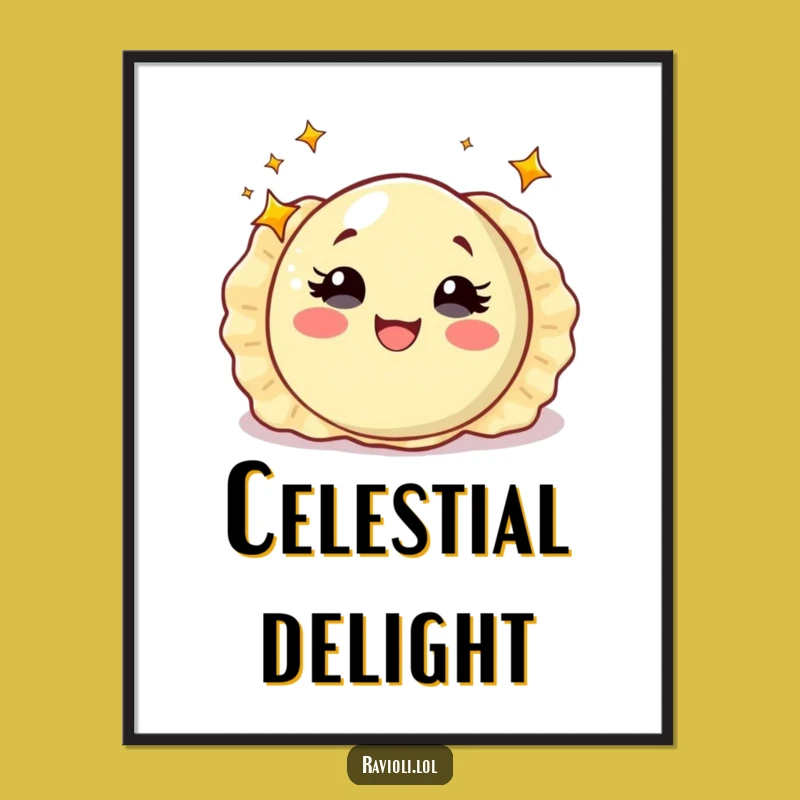 Funny Starry Eyed Ravioli Digital Art: Italian Pasta Enchantment, Instant Download