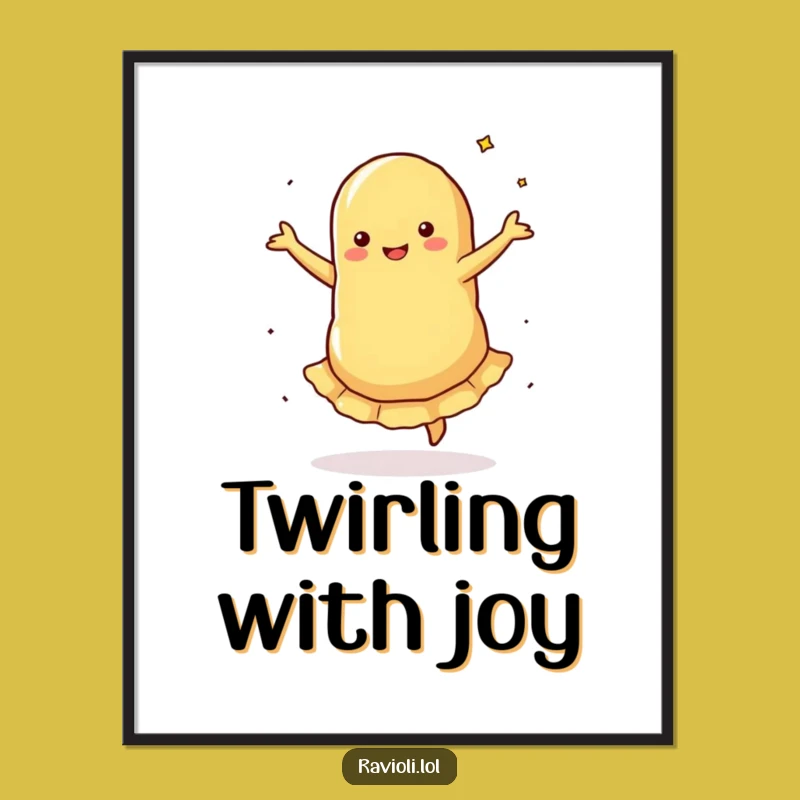 Funny Dancing Ravioli Digital Art: Pasta's Twirl of Joy, Instant Funny Gift for Walls