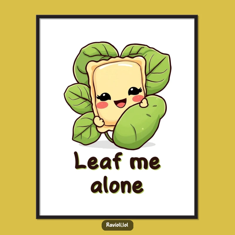 Funny Ravioli Basil Grin Digital Print - Humorous Italian Art Download Gift