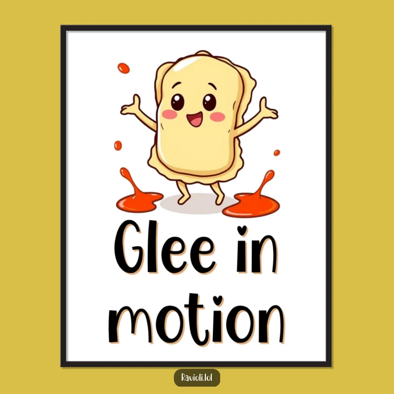 Funny Happy Ravioli Dance Digital Art - Printable Pasta Party Decor