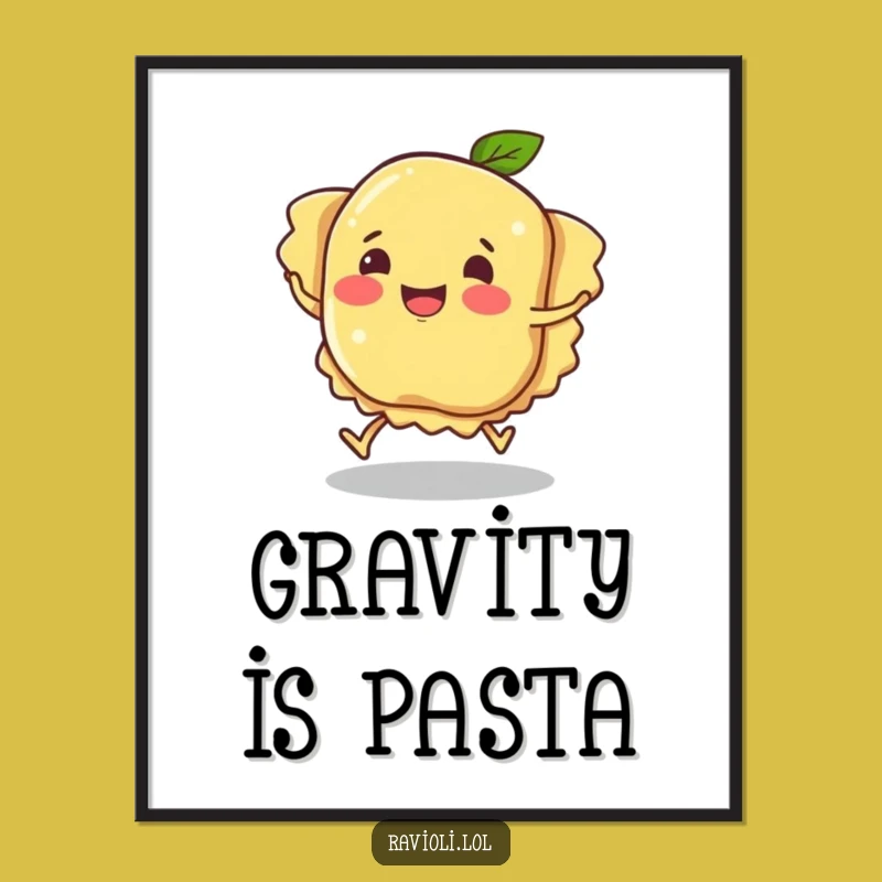 Funny Ravioli Tripping Digital Art: Hilarious Pasta Character Print Humor Gift