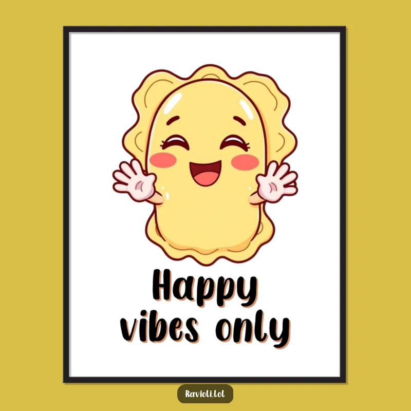 Funny Ravioli Waving Hand Digital Art: Instant Cheerful Cartoon Download Gift