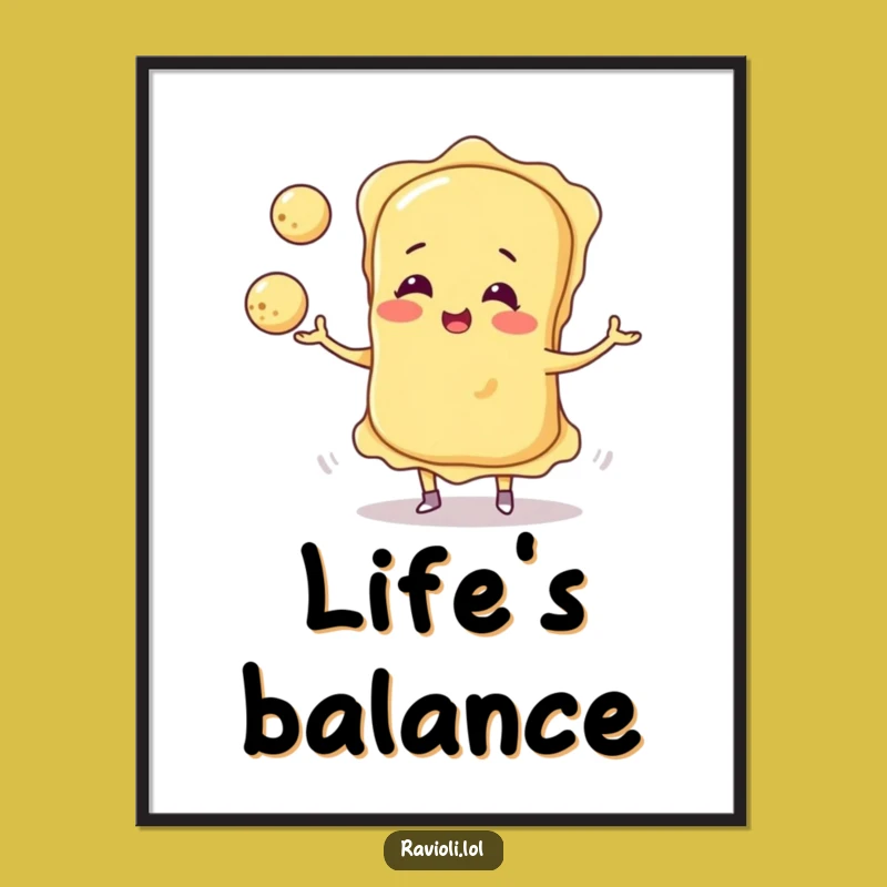 Funny Ravioli Juggling Cheese Balls Digital Art - Instant Laughs for Your Walls!