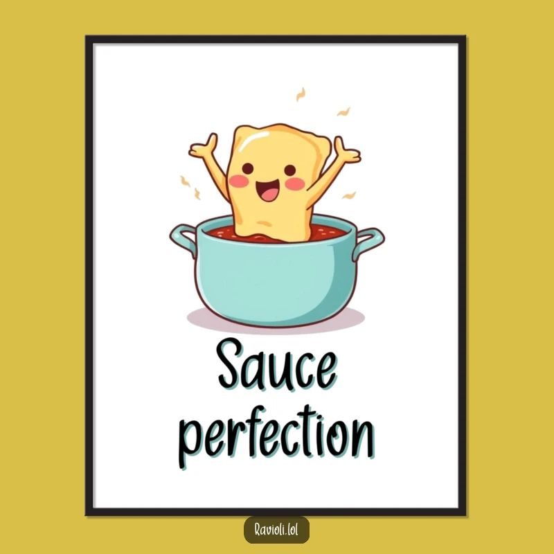 Funny Ravioli Sauce Dive Digital Print - Instant Download Italian Art