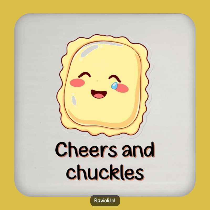 Funny Ravioli Giggling Tear Drink Coaster - Protect Surfaces with Mirth Gift