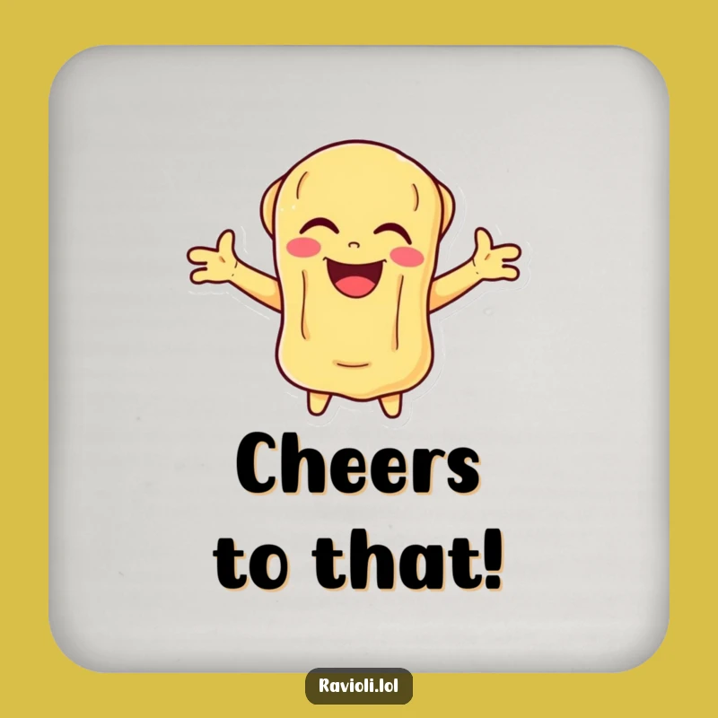 Funny Laughing Ravioli Coaster, Vibrant Joyful Surface Protection, Gift