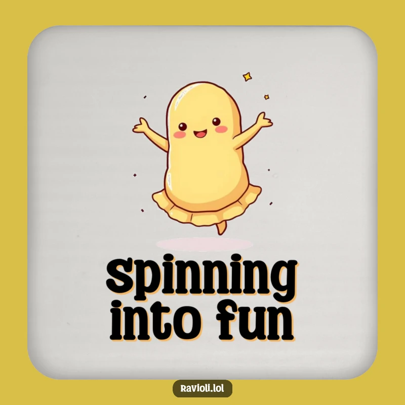 Funny Dancing Ravioli Coaster Set: Pasta's Twirl of Joy, Chic Funny Gift for Tables