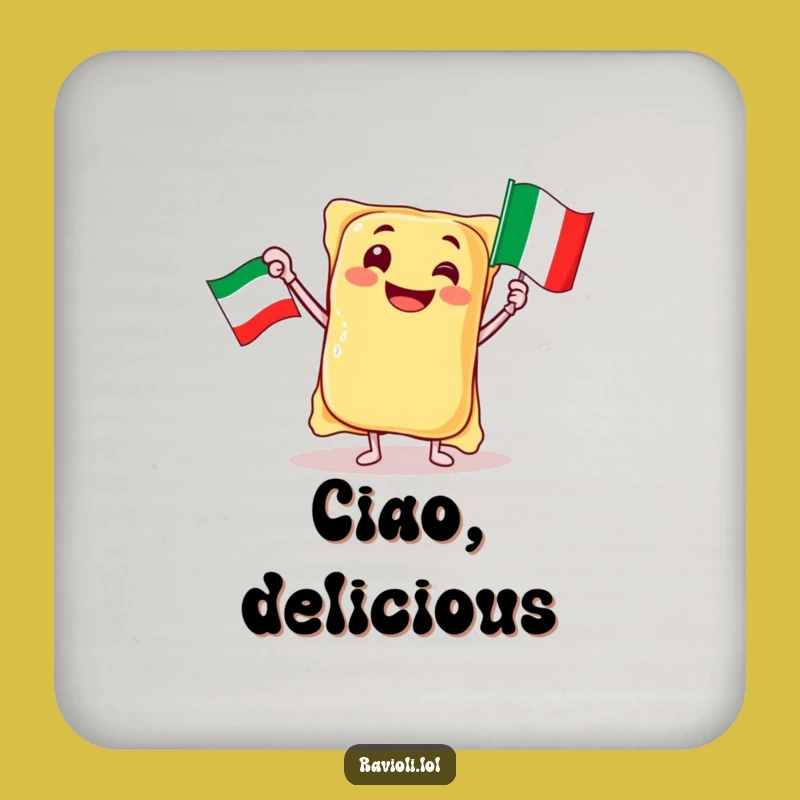 Funny Ravioli Italy Coaster: Protect Surfaces with Flag Art, Gift