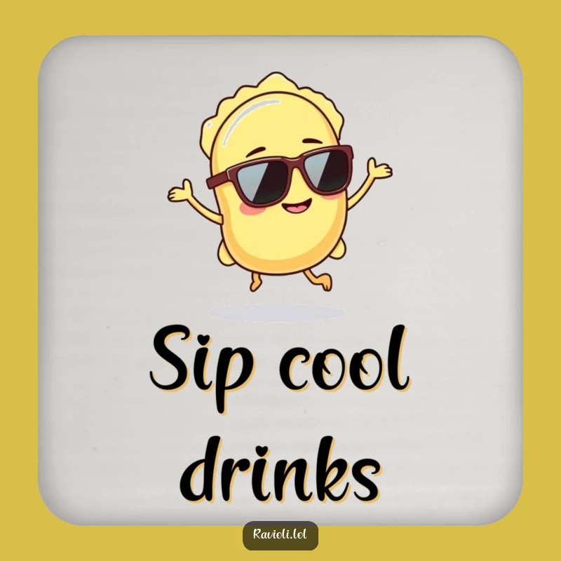 Funny Ravioli Sunglasses Hop Coaster - Protect Surfaces with Cool Pasta