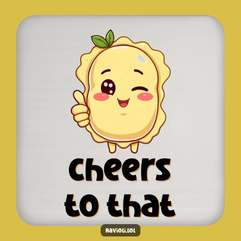 Funny Ravioli Wink Thumbs Up Coaster: Protect Surfaces with Cartoon Coolness Gift