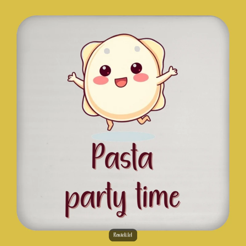 Funny Skipping Ravioli Coaster: Protect Surfaces with Pasta Pizzazz