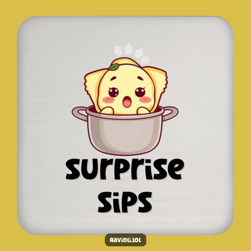 Funny Surprised Ravioli Pot Coaster - Protect Surfaces with Humor